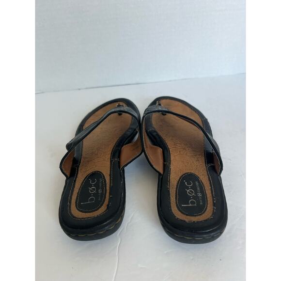 Born of Concept Black Vegan Comfort Flat Summer Padded Thong Flip Flop Sandals 8 - Picture 4 of 9